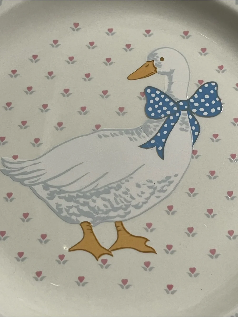 Set of 2 Brick Oven Stoneware Aunt Rhody Goose Dinner Plates Blue Trim 10.5”
